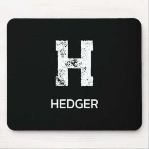 MINIMALIST WHITE ONE LETTER MONOGRAM NAME BLACK MOUSE PAD