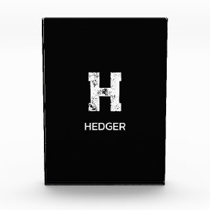 MINIMALIST WHITE ONE LETTER MONOGRAM NAME BLACK  PHOTO BLOCK
