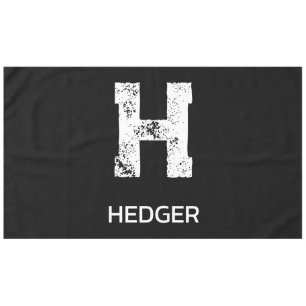 MINIMALIST WHITE ONE LETTER MONOGRAM NAME BLACK  TABLECLOTH