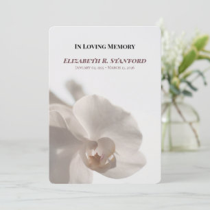 Minimalist White Orchid Memorial Program Invitation