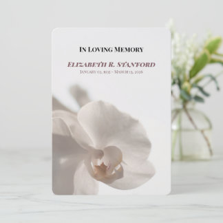 Minimalist White Orchid Memorial Program Invitation