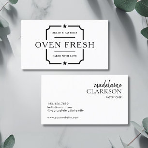 Minimalist White Pastry Chef Bakery Business Card