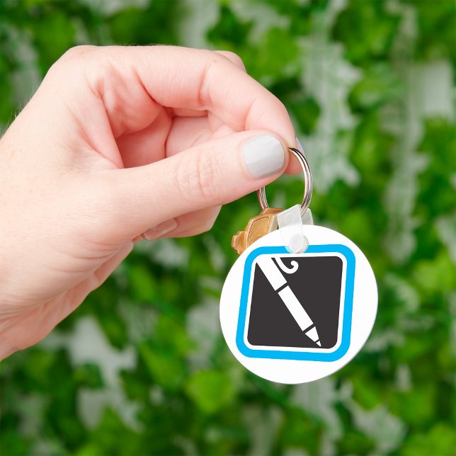 Minimalist White Pen Silhouette Writer Icon Key Ring (Creator Uploaded)