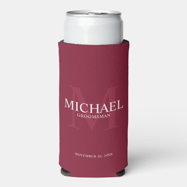 Minimalist White Personalised Groomsmen Can Cooler (Seltzer Front)