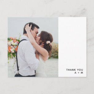 Minimalist White Photo Wedding Thank You Postcard