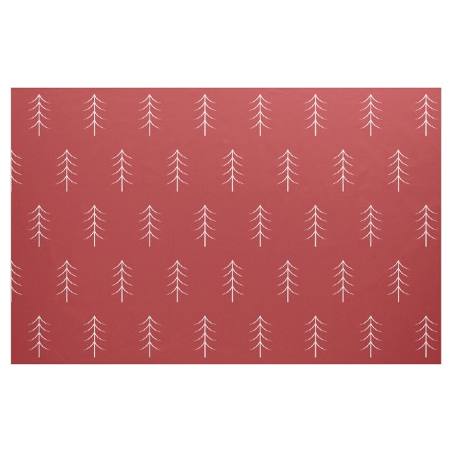 Minimalist White Pine Tree Pattern Red Fabric (Fat Quarter)