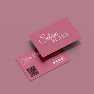 Minimalist white & Pink Modern QR Code Business Card