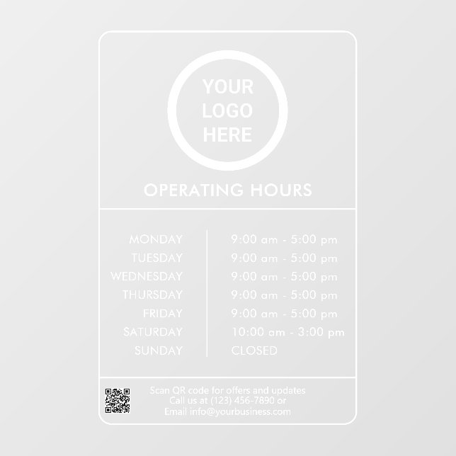 Minimalist White Professional Logo Operating Hours (Sheet)