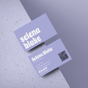 Minimalist white & purple   Modern QR Code  Business Card