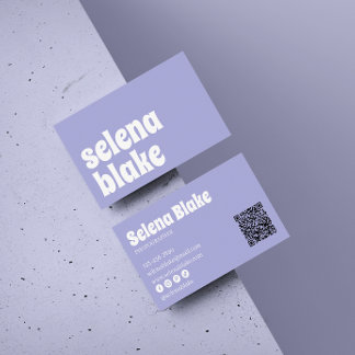 Minimalist white & purple | Modern QR Code Business Card