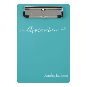 Minimalist White Script Appreciation Teal Blue Cl Mini Clipboard