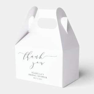 Minimalist White Script Bridal Shower Thank You Favour Box