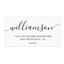 Minimalist White Script Family Return Address