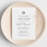 Minimalist White Script Modern Simple Bat Mitzvah  Invitation<br><div class="desc">Celebrate Bar Mitzvah with this modern,  elegant invitation,  featuring your custom text. Easily add your own details by clicking on the "personalise" option.</div>