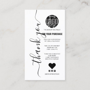 Minimalist White Signature Script Order Thank You Business Card