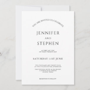 Minimalist White Simple Clean Elegant Wedding Invitation