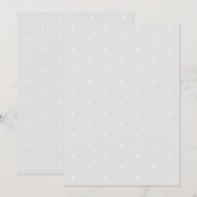 Minimalist white snowflakes, light grey background invitation (Front/Back)