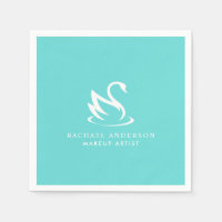 Minimalist White Swan Logo on Robin Egg Blue
