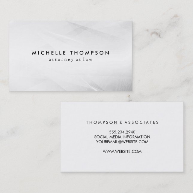 Minimalist White Texture, Grunge Texture Business  Card (Front/Back)
