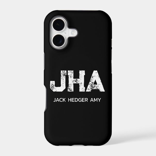 MINIMALIST WHITE THREE LETTER MONOGRAM NAME BLACK (Back)