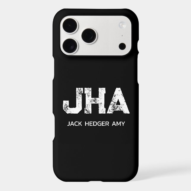 MINIMALIST WHITE THREE LETTER MONOGRAM NAME BLACK (Back)