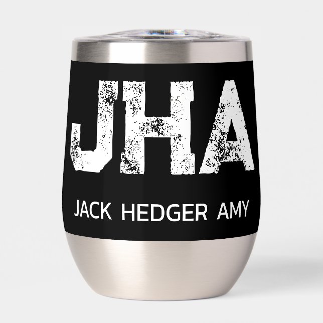 MINIMALIST WHITE THREE LETTER MONOGRAM NAME BLACK (Front)