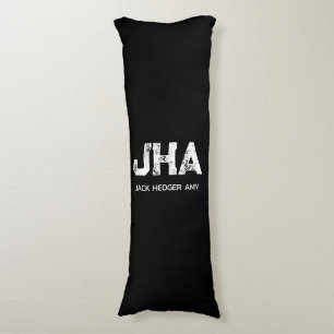 MINIMALIST WHITE THREE LETTER MONOGRAM NAME BLACK BODY CUSHION