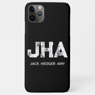 MINIMALIST WHITE THREE LETTER MONOGRAM NAME BLACK Case-Mate iPhone CASE