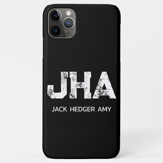 MINIMALIST WHITE THREE LETTER MONOGRAM NAME BLACK Case-Mate iPhone CASE (Back)