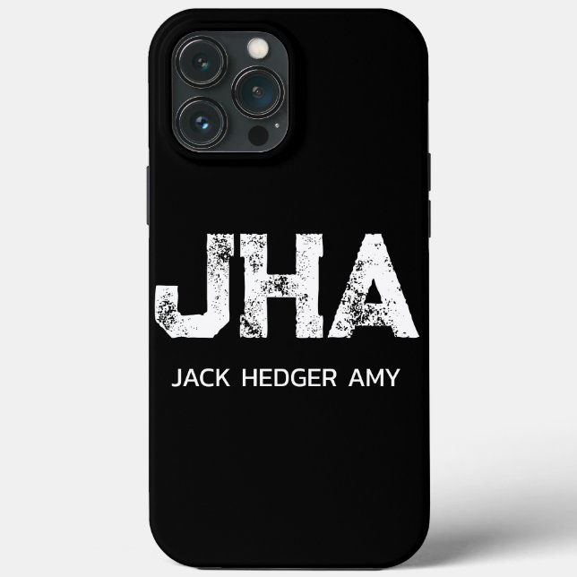 MINIMALIST WHITE THREE LETTER MONOGRAM NAME BLACK Case-Mate iPhone CASE (Back)