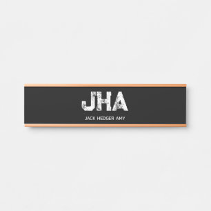 MINIMALIST WHITE THREE LETTER MONOGRAM NAME BLACK DOOR SIGN