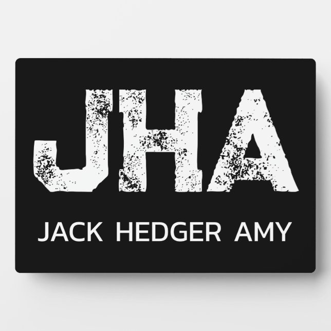 MINIMALIST WHITE THREE LETTER MONOGRAM NAME BLACK  PLAQUE (Front)