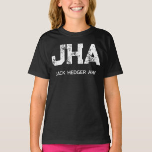 MINIMALIST WHITE THREE LETTER MONOGRAM NAME BLACK T-Shirt
