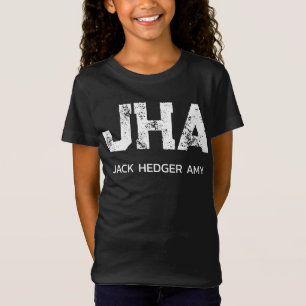 MINIMALIST WHITE THREE LETTER MONOGRAM NAME BLACK T-Shirt