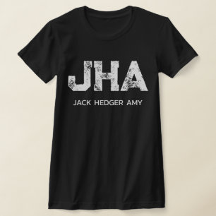 MINIMALIST WHITE THREE LETTER MONOGRAM NAME BLACK T-Shirt
