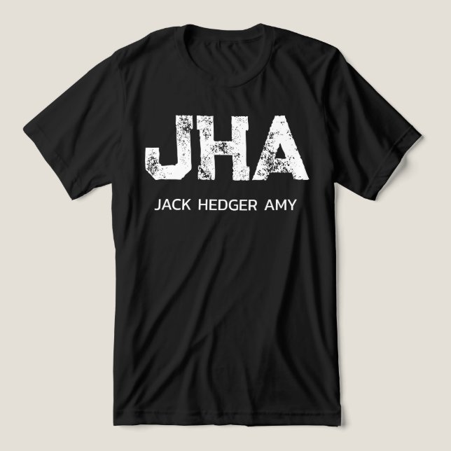 MINIMALIST WHITE THREE LETTER MONOGRAM NAME BLACK Tri-Blend SHIRT (Design Front)