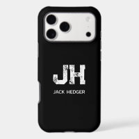 MINIMALIST WHITE TWO LETTER MONOGRAM NAME BLACK