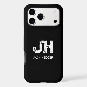 MINIMALIST WHITE TWO LETTER MONOGRAM NAME BLACK