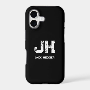 MINIMALIST WHITE TWO LETTER MONOGRAM NAME BLACK