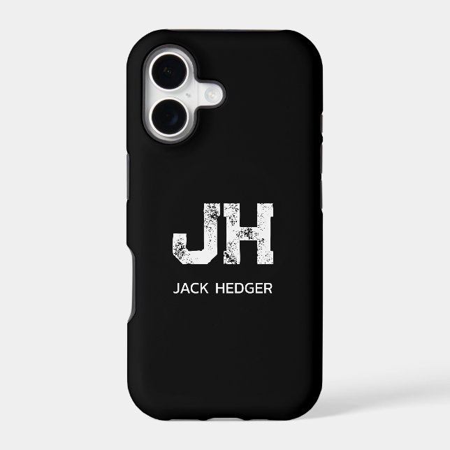 MINIMALIST WHITE TWO LETTER MONOGRAM NAME BLACK (Back)