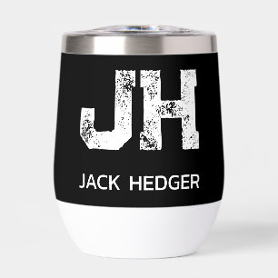 MINIMALIST WHITE TWO LETTER MONOGRAM NAME BLACK