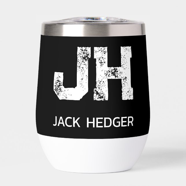 MINIMALIST WHITE TWO LETTER MONOGRAM NAME BLACK (Front)