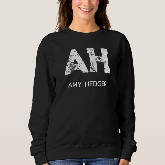 MINIMALIST WHITE TWO LETTER MONOGRAM NAME BLACK SWEATSHIRT (Front)