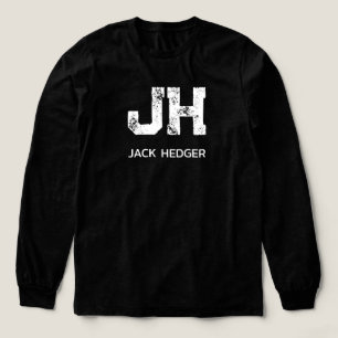 MINIMALIST WHITE TWO LETTER MONOGRAM NAME BLACK Tri-Blend SHIRT