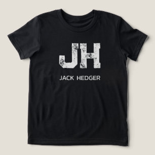 MINIMALIST WHITE TWO LETTER MONOGRAM NAME BLACK Tri-Blend SHIRT