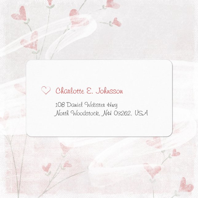 Minimalist White Valentine's Day Cute Red Heart Label (Minimalist Red and White Valentine's Day Heart Label ©Susanne Sachers - Sunny Mind Design 🌞)