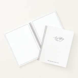 Minimalist White Wedding Plans Notebook