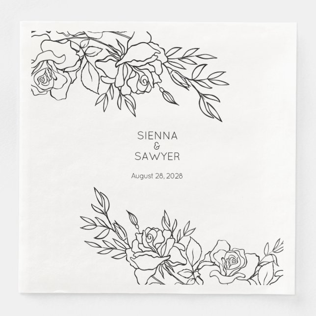 Minimalist White Wedding Square Dinner Napkins (Front)