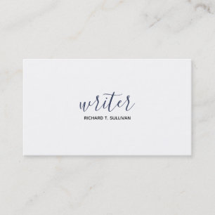 minimalist white writer (custom profession) business card