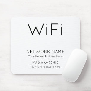 Minimalist WiFi Details Black White Mouse Pad